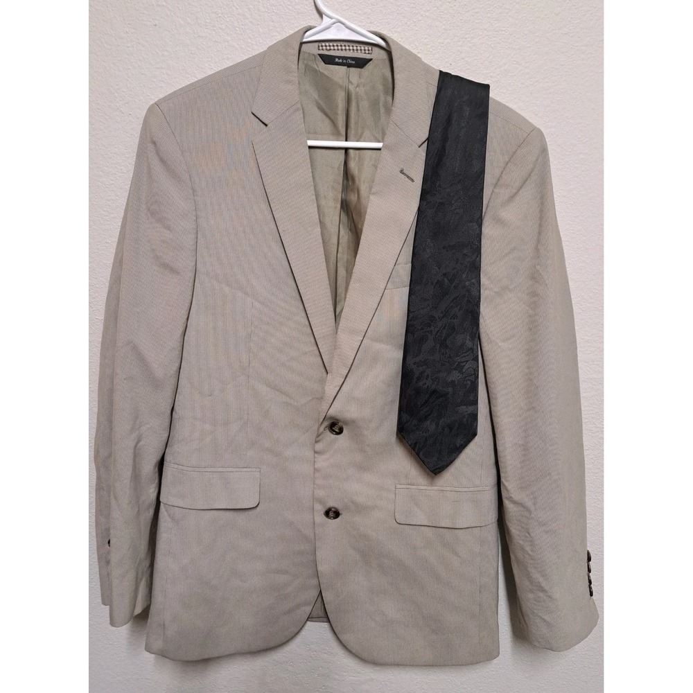 Beverly Hills Polo Club Blazer 36S Tan Beige Jacket And Tie Men's Sport Coat